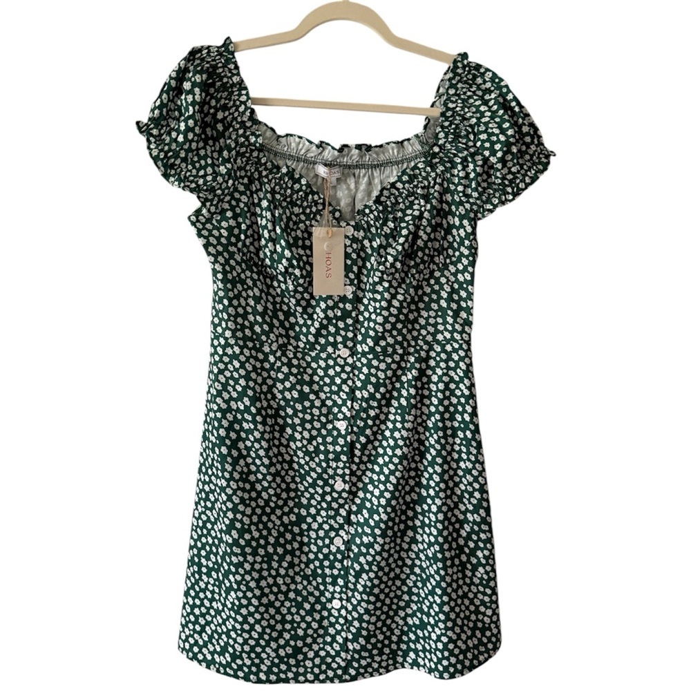 RIHOAS Green and White Floral‎ Mini Dress